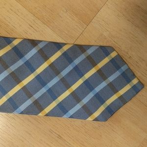Plaid blue/light yellow silk tie by Joseph & Lyman